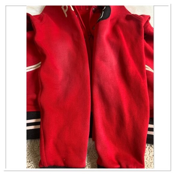 Polo Ralph Lauren Varsity Jacket Indian Chief New York Red Cream Size Large - Picture 14 of 16